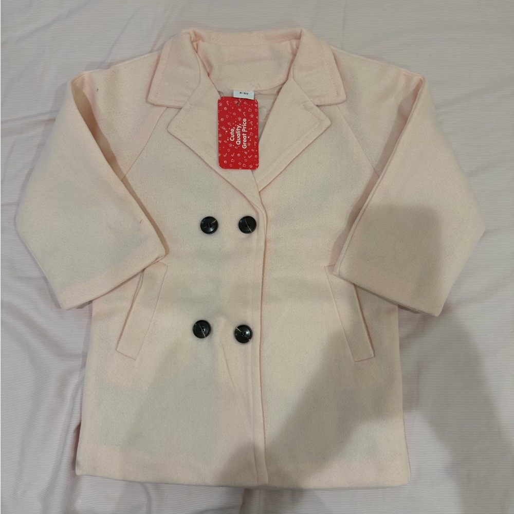 PatPat Light Pink Double-Breasted Pea Coat